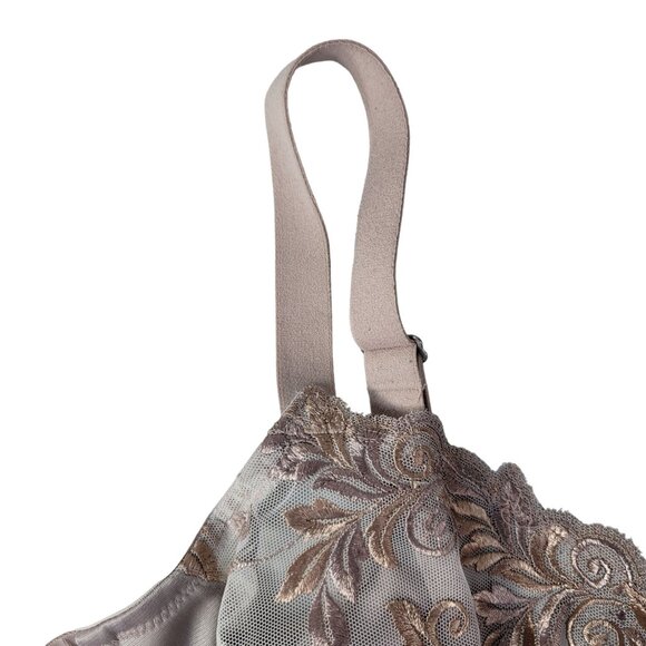 Soma Underwire Full Coverage Sheer Bra Cream Tan 42C Embroidered Unlined Lace - Picture 4 of 12